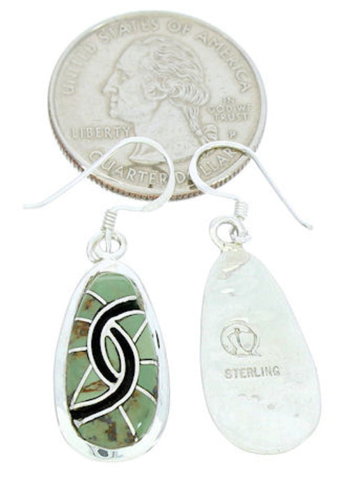 Sterling Silver Turquoise Inlay Hook Dangle Earrings AX23492